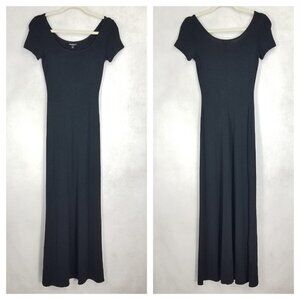 Michel Stephen Paris Size S Short Sleeve Black Long Maxi Dress VTG 90s Via Moda